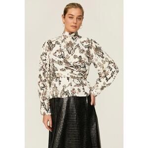 Iro Printed Satin Sakari Top Size 32 As Is Condition